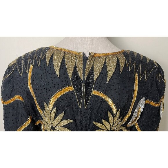 VINTAGE MANNEQUIN BEADED SEQUIN 80'S GLAM DRESS M - Picture 9 of 12